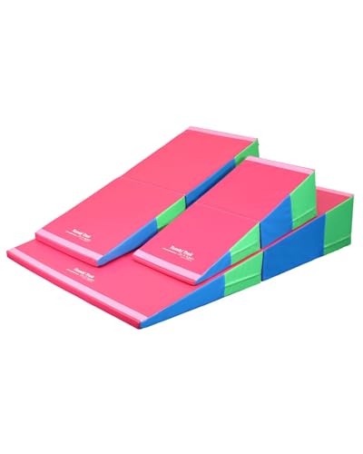 Folding Incline for Pediatric Occupational Therapy - Stimulates Balance, Core Activation, and Proprioceptive Input (Bright Pastel, 24 in x 48 in x 14 in)