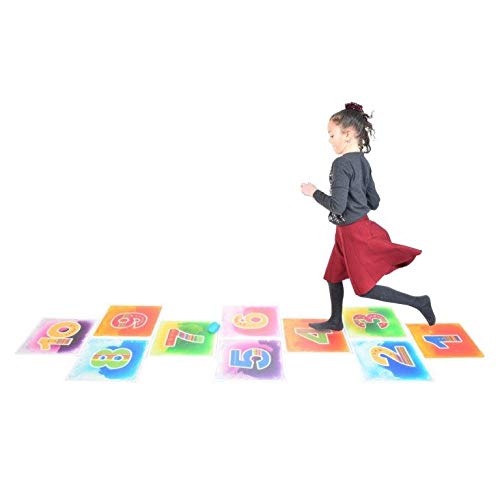 Playlearn Large Liquid Sensory Floor Tiles for Hopscotch and Number Learning (10 Pack)