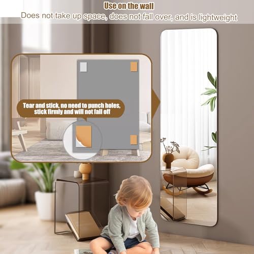 Self Adhesive Shatterproof Acrylic Mirror Sheets – HD Full Length 50x70 cm Wall Mirrors for Bathroom & Bedroom Decor – Lightweight Easy to Install Safe for Kids Stylish Home Accent