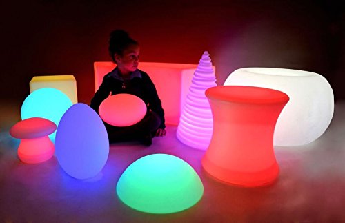 Playlearn Light Up Furniture Flat Pebble Shaped Relaxing Mood Lighting with Remote Control