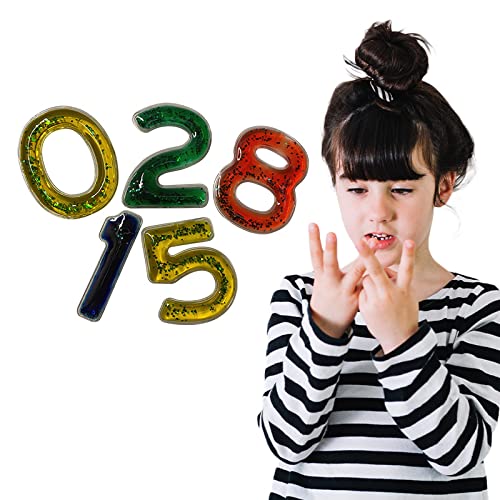 Playlearn Squidgy Sparkly Numbers 10 Pack Sensory Gel Shapes, Glitter & Colourful Liquid