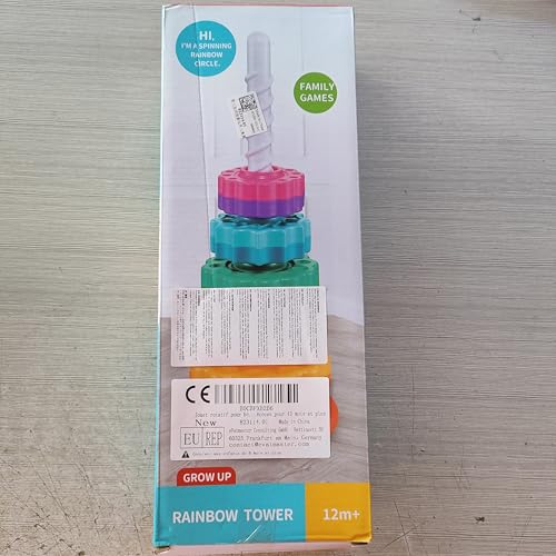 Starnearby Baby Spinning Toy Rainbow Stacking, Sensory Spin Gears Stacking Rings Toy, Ring Stacker Plugging Toys