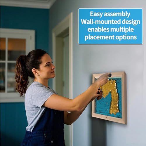 3 Packs Wall-Mounted Sequin Sensory Wall, 14''x14'' Reversible Sequin Sensory Panel with Solid Wood Frame, Early Learning & Development, Ideal for Sensory Rooms, Therapy, Education, and Home Use