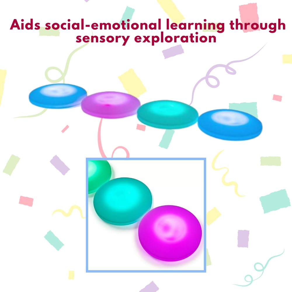 Playlearn 50cm Interactive Light Up Floor Tiles for Kids - Round Sensory Tiles for Anxiety OCD ADHD ADD - Sensory Room Equipment