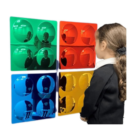 Playlearn 33x33cm Sensory Room Equipment Domed Acrylic Mirror Panel-Set of 4 Sensory