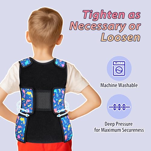 Janmercy Weighted Vest for Kids Compression Sensory Vest Pressure Vest Breathable Deep Pressure Comfort for Autism Sensory Pressure Vest for Hyperactivity Mood Processing Issues (Small)