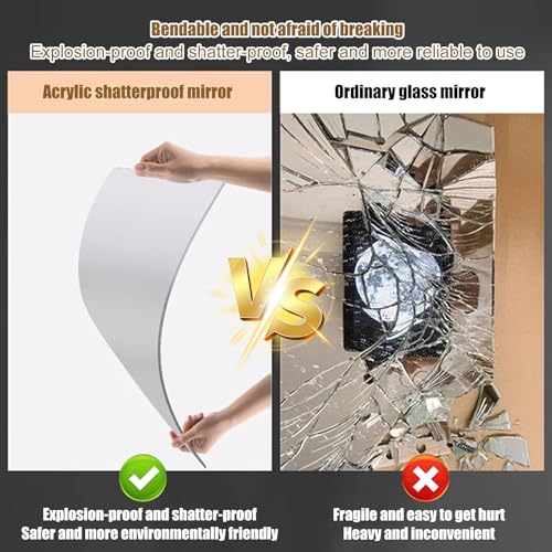 Self Adhesive Shatterproof Acrylic Mirror Sheets – HD Full Length 50x70 cm Wall Mirrors for Bathroom & Bedroom Decor – Lightweight Easy to Install Safe for Kids Stylish Home Accent