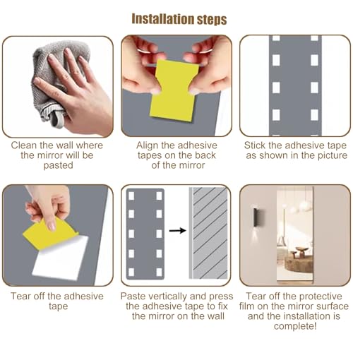 Self Adhesive Shatterproof Acrylic Mirror Sheets – HD Full Length 50x70 cm Wall Mirrors for Bathroom & Bedroom Decor – Lightweight Easy to Install Safe for Kids Stylish Home Accent