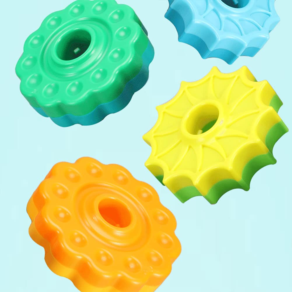 Starnearby Baby Spinning Toy Rainbow Stacking, Sensory Spin Gears Stacking Rings Toy, Ring Stacker Plugging Toys