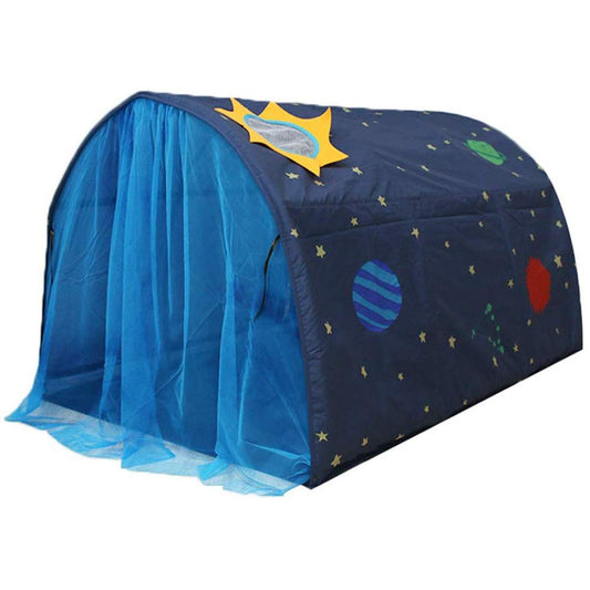 Powcan Play Tents for Girls Boys Galaxy Starry Sky Dream Bed Tents for Kids Portable Pop Up Baby Toddlers Playhouse with Double Net Curtain & Carry Bag for Bedroom Decor Indoor Games, 140x100x80cm