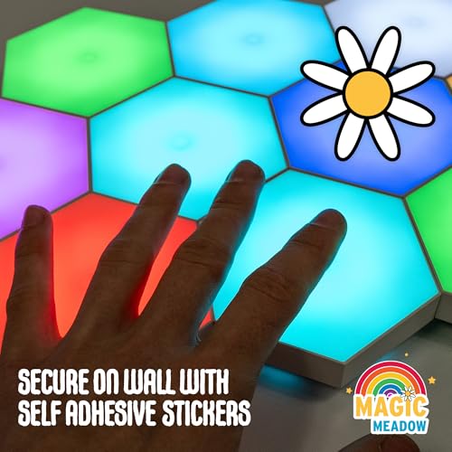 MagicMeadow Touch-Sensitive Hexagon Wall Lights Set of 10 | Interactive, Modular LED Wall Panels | Autism-Friendly Sensory Development Lighting | Kids' Room Decor | Ambiance Lamp for Relaxation Focus