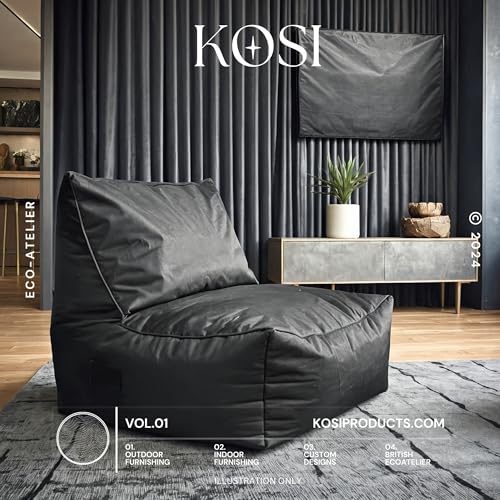 Kosiproducts Bean Bag Chair, Luxury Plush Velvet Beanbag Seat, Soft Beans Ergonomic for Body Support. [Black, Kids Size]