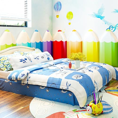 3D Anti-Collision Wall Padding, 4pcs Pencil Shaped Upholstered Wall Panels, Peel and Stick Headboard, Playroom Decor Wall Padded, Nursery Sensory Wall Stickers (Green, 4)