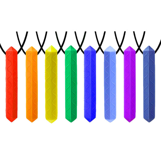 GNAWRISHING Chew Necklaces for Sensory Kids 8 Pcs Diamond Shape Sensory Chewy Toys for Autism Girl and Boy, ADHD Toddler, Adult
