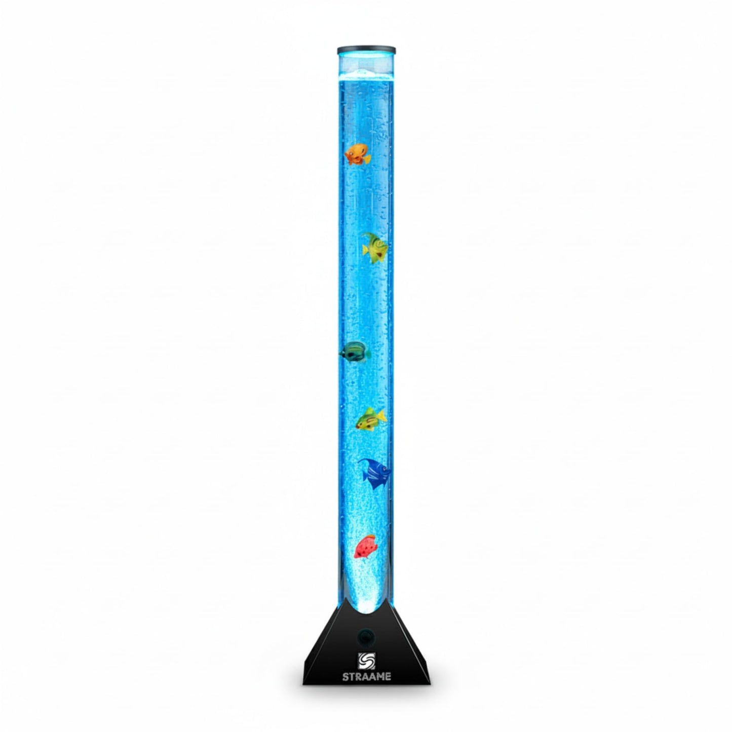 Straame 90cm Bubble Fish Lamp, Colour Changing LED Light, Sensory Room Decor & Mood Lamp, Includes Artificial Tropical Fish, Adjustable Bubble Tube, Plug-in Power, Black Base