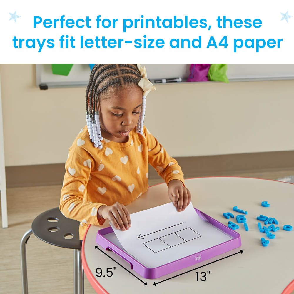 Learning Resources Magnetic Dry-Erase Activity Trays Set of 6, Ages 3+, A4 Paper Sized, Stackable Activity Trays, Whiteboards for Kids, Durable Multipurpose Activity Trays, Classroom Essentials