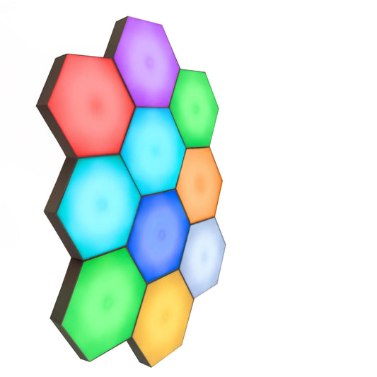 MagicMeadow Touch-Sensitive Hexagon Wall Lights Set of 10 | Interactive, Modular LED Wall Panels | Autism-Friendly Sensory Development Lighting | Kids' Room Decor | Ambiance Lamp for Relaxation Focus