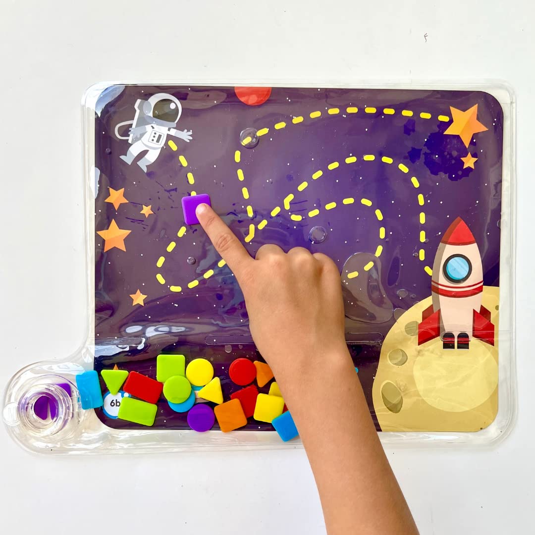 Learning Resources Colours & Shapes Sensory Pad, Reusable Sensory Bag for Kids, Fine Motor Skills Toy, 16 Fine Motor Activities, 24 Plastic Shapes, Ages 3+, Multicolou