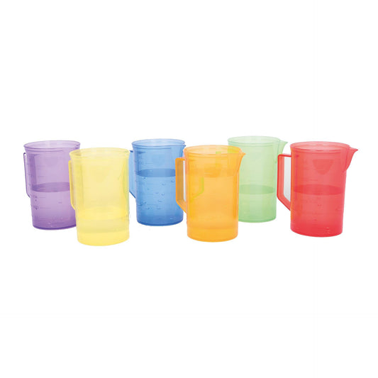 TickiT 6 Piece Translucent Colour Jug Set , Sand, Water Messy Play Cups , Educational Toys