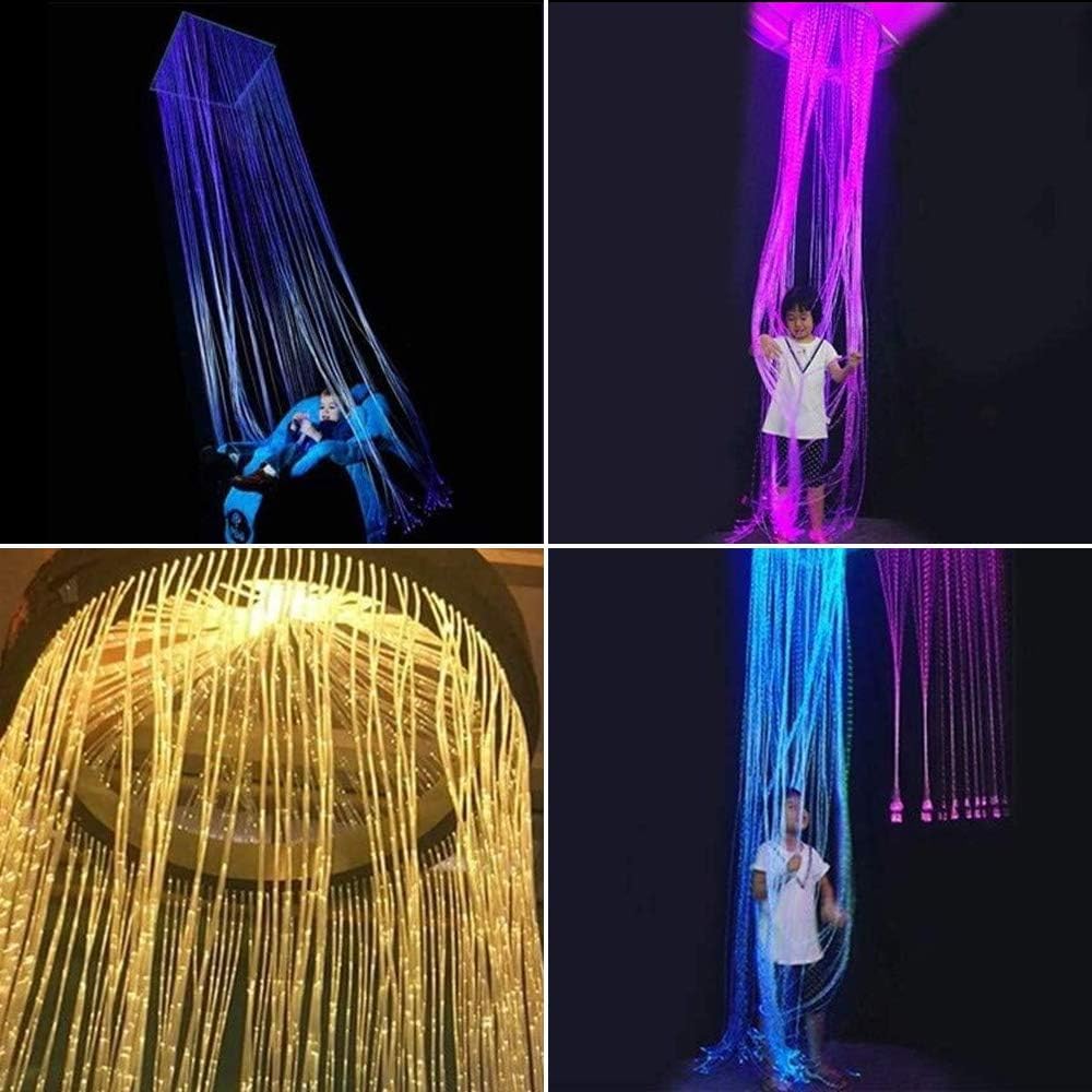Callsky Sensory Lights 10W Fiber Optic Curtain Lights for Sensory Room/Autistic Kids,APP+Twinkle+Sound Activated Light Box,Tough and Durable (3 * 0.75) Sparkle Flash Point Cables, 100pcs*9.8ft+Remote