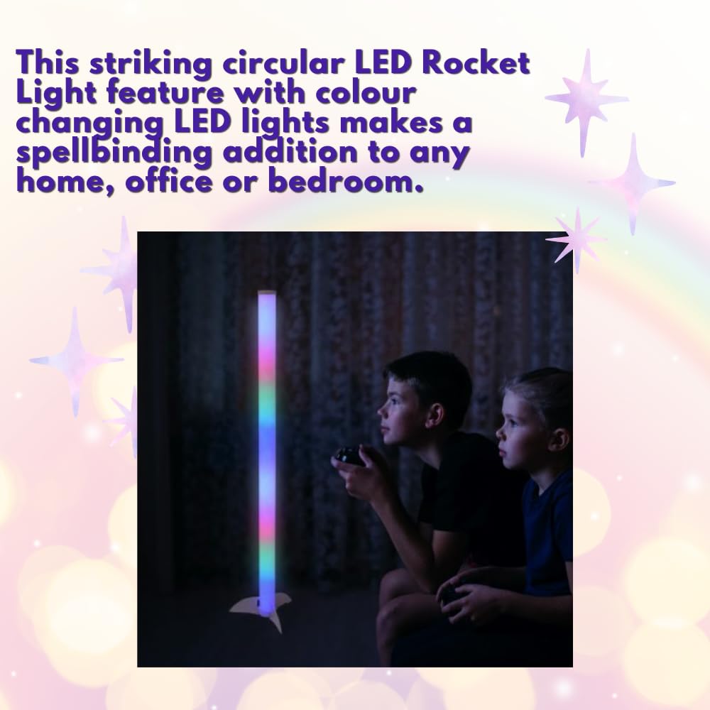 LED Colour Changing Rocket Light Tube Luminous Flux with Remote 100cm Dimmable Colour Changing LED Floor Lamps for Living Room by Playlearn