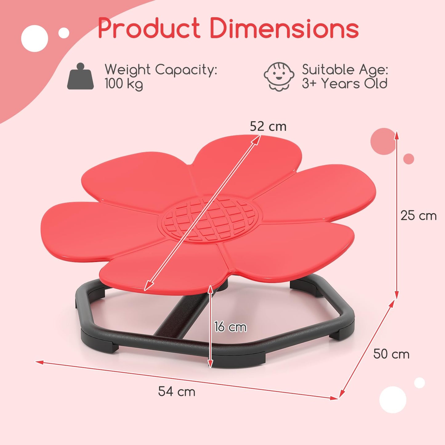 COSTWAY Kids Sensory Swivel Chair, 360° Spinning Seat with Non-Slip Metal Base, Indoor Outdoor Toddler Sit and Spin Wobble Chair Sensory Toys for Autistic