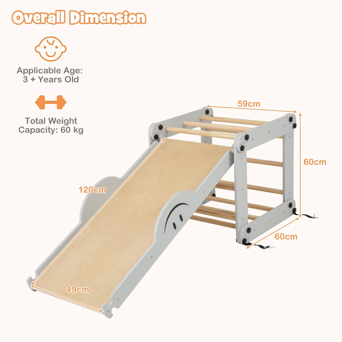 GYMAX 10 in 1 Kids Climbing Set, Foldable Wooden Toddler Climber with Reversible Ramp