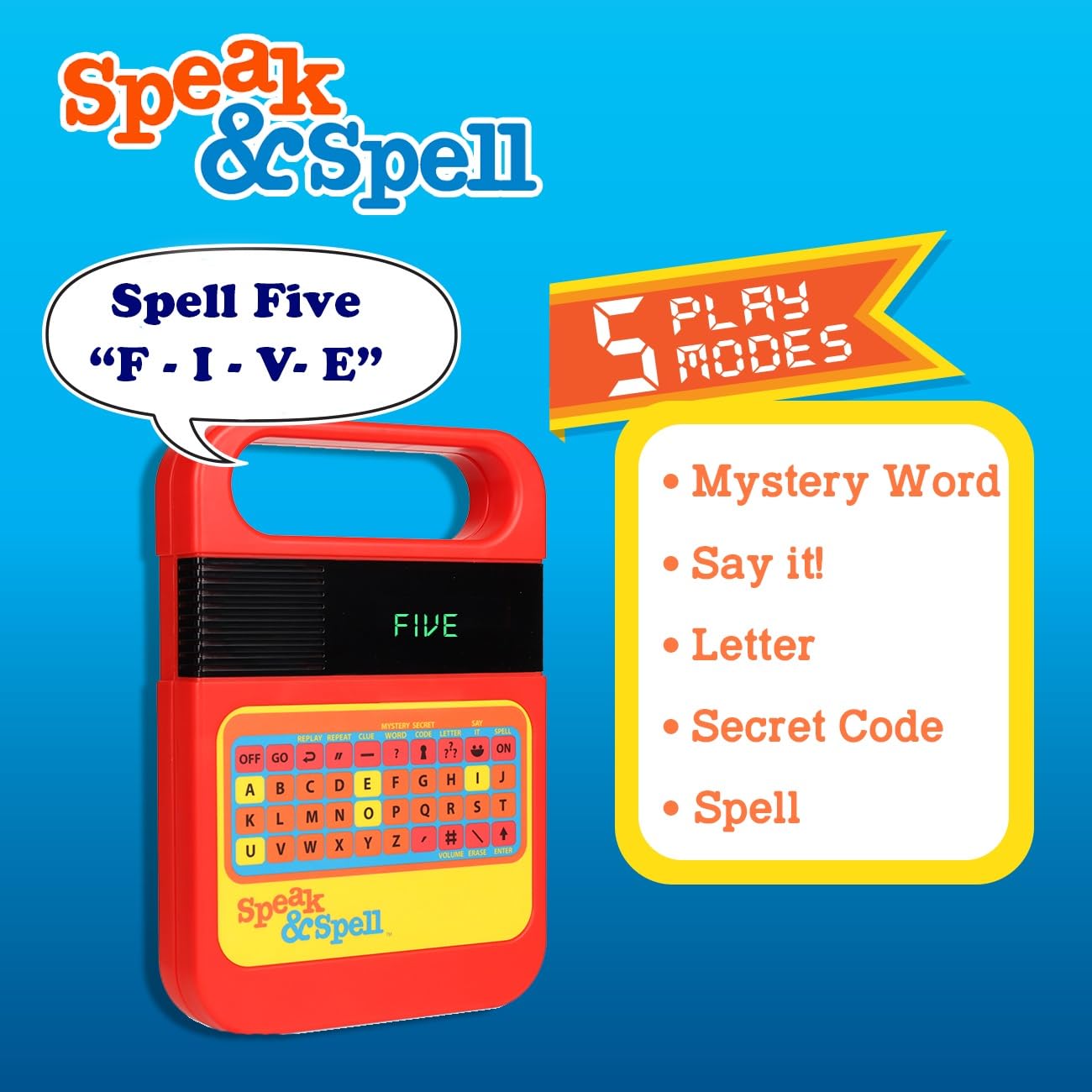 Basic Fun Retro | Speak & Spell Electronic Game | Classic Retro Interactive Toy, Educational Learning System For Boys & Girls Ages 4 09624