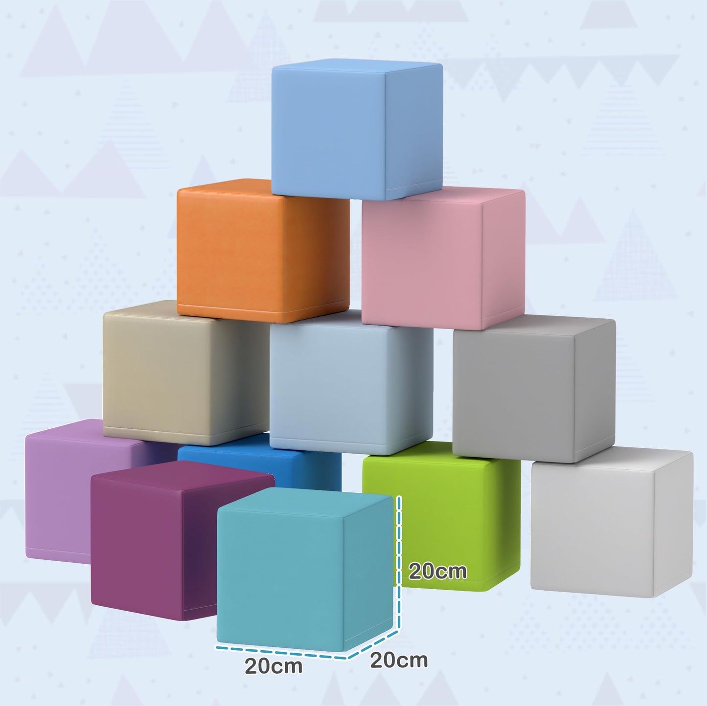 HOMCOM 12 Piece Soft Play Foam Blocks Toy Building Stacking Compliant Learning Toys for Toddler Baby Kids Preschool Blue