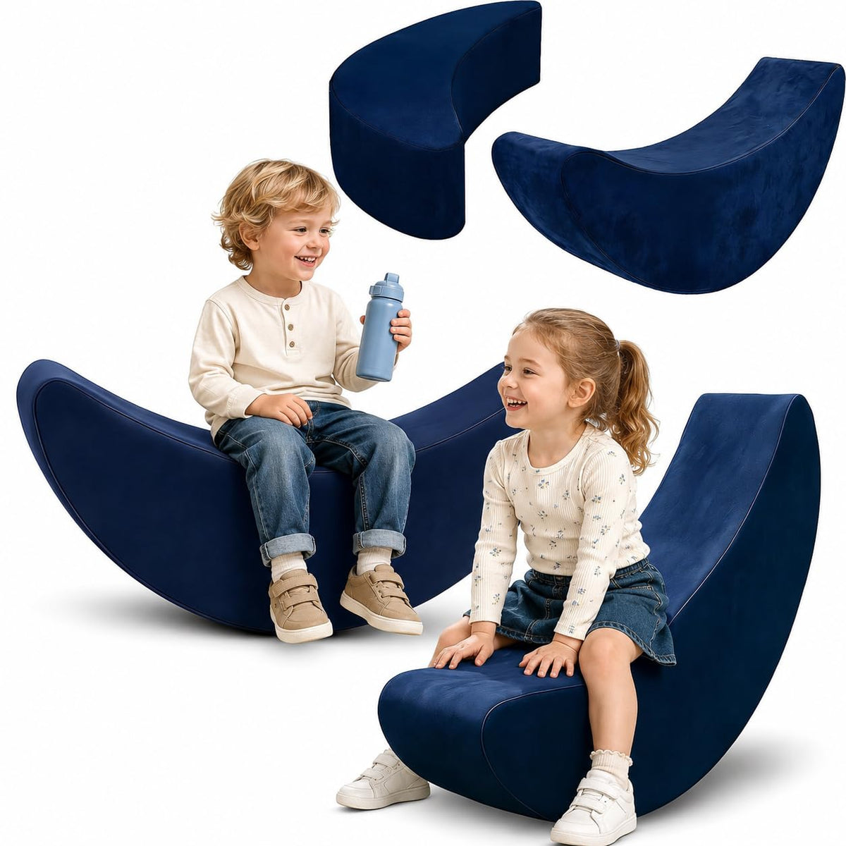 High-Density Foam Cushion Cloud Balance Sensory Rocking Chair for Kids