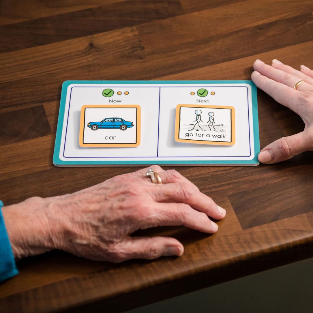 Now and Next Board with hook coins to support visual communication, routine, transition for autism, adhd, speech and language, learning difficulties, preschoolers and early years. (Green)