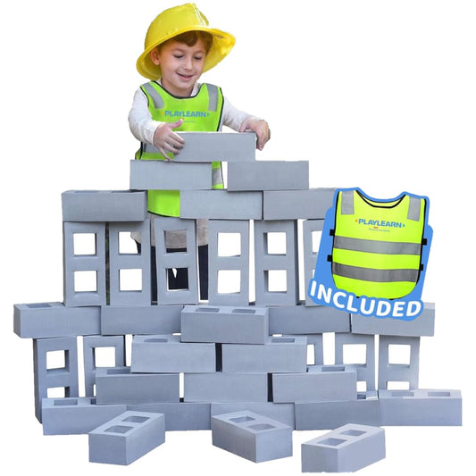 Playlearn Life Size Foam Breeze Block/Brick Construction Building Blocks Toy Role Play