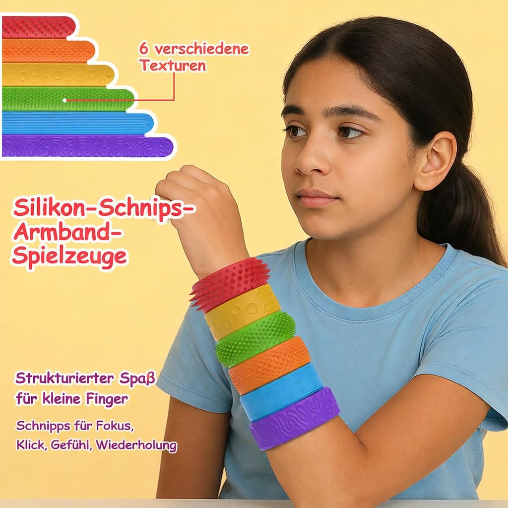 Textured Slap Bracelets for Kids&Adults,6Pcs Fidget Bracelet Stress Relief Sensory Toys for Kids with Autism ADHD Anxiety Aid, Classroom Rewards, Stocking Fillers for Teenage Girls Boys Gift