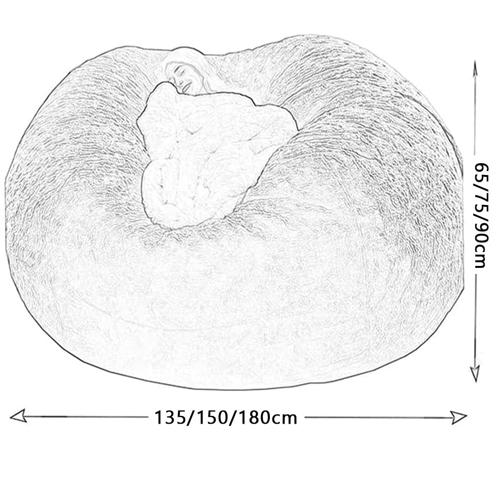 RTYHN Faux Fur Bean Bag,Adults Luxurious Giant 5/6/7ft Huge Bean Bag Chair,Ultra Soft Bean Bag Chair(No Filler)