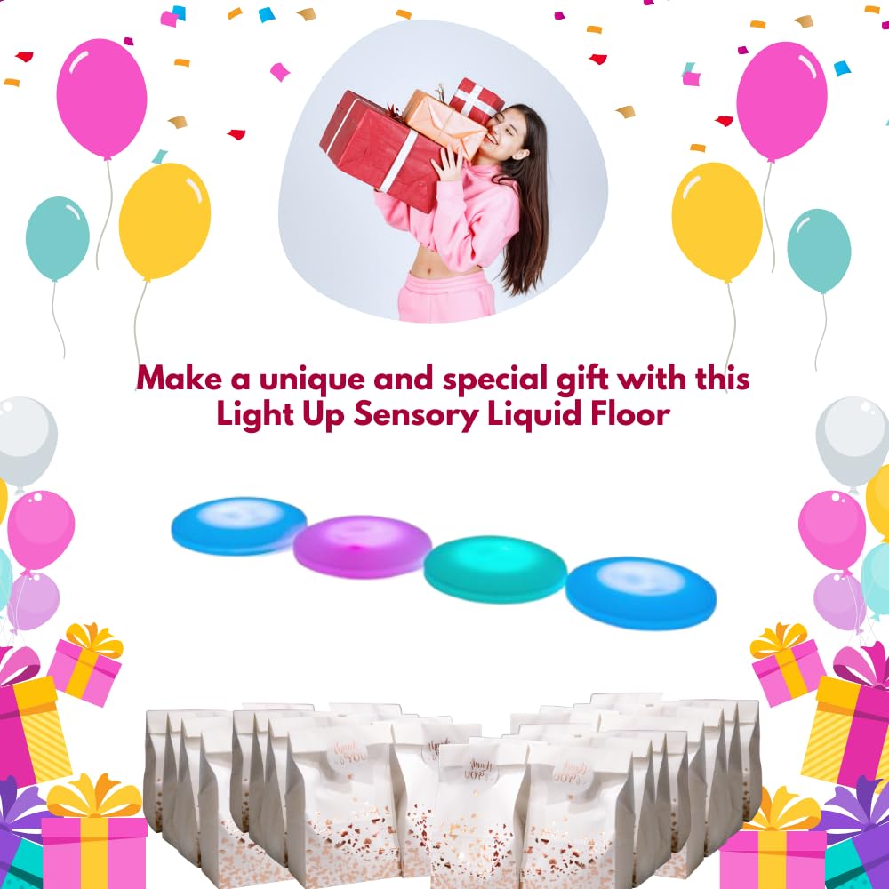 Playlearn 50cm Interactive Light Up Floor Tiles for Kids - Round Sensory Tiles for Anxiety OCD ADHD ADD - Sensory Room Equipment