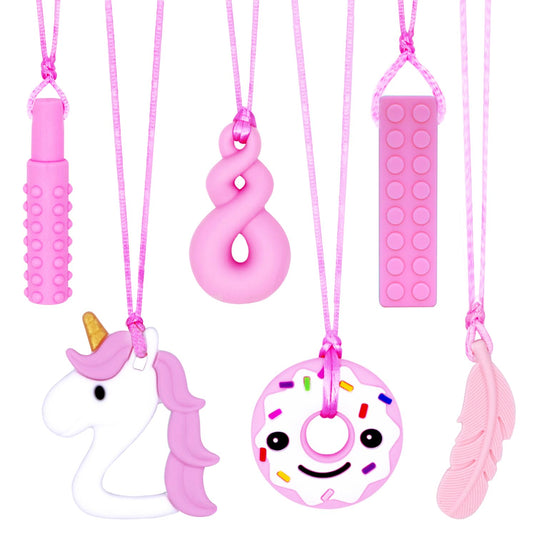 Sensory Chew Necklaces 6 Pack, Chew Toys for Autistic Children with ADHD, SPD, Chewing