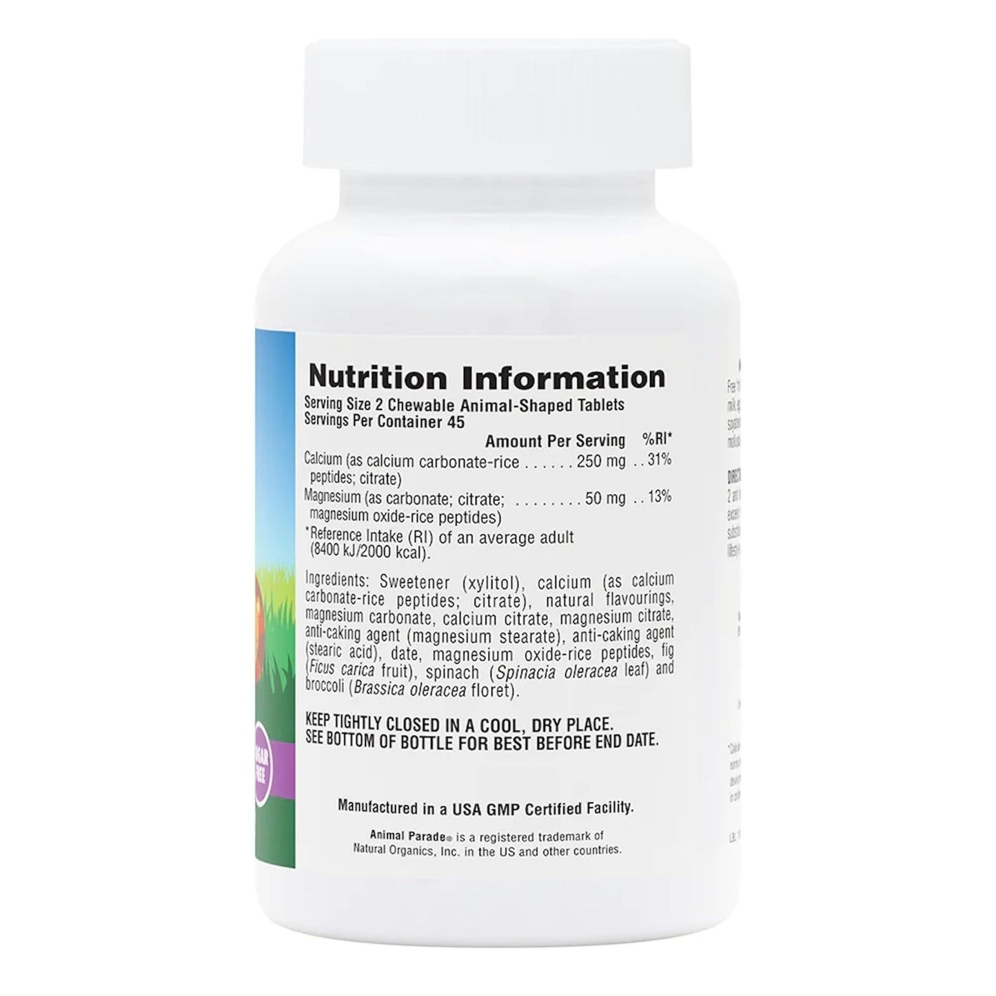 NaturesPlus Animal Parade Children's Calcium Sugar-Free - Chewable Calcium and Magnesium Formula for Kids - Vanilla Sundae Flavour, Vegan, Gluten Free - 90 Animal Shaped Tablets