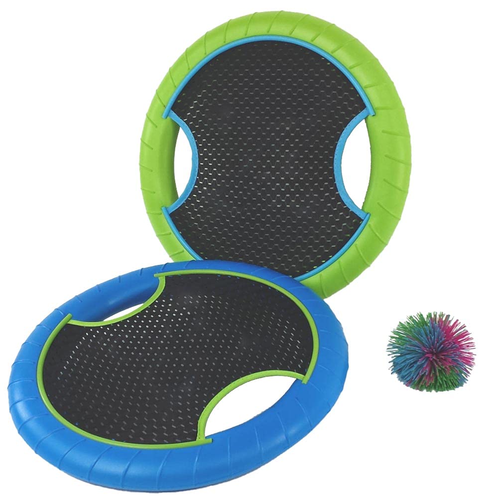 Eduk8 Bounce n Catch Disc Game - Fun Playtime for Children Indoor or Outdoor | Set of 2 with Soft/Fuzzee Ball