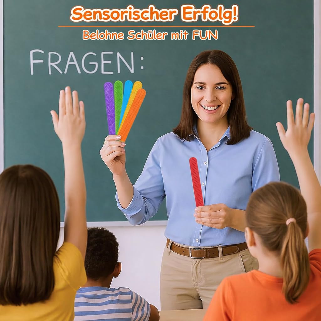 Textured Slap Bracelets for Kids&Adults,6Pcs Fidget Bracelet Stress Relief Sensory Toys for Kids with Autism ADHD Anxiety Aid, Classroom Rewards, Stocking Fillers for Teenage Girls Boys Gift