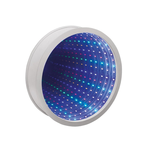 Playlearn White Infinity Mirror | Light Up Sensory White Mirror 25cm Multi-Colour 42-LED