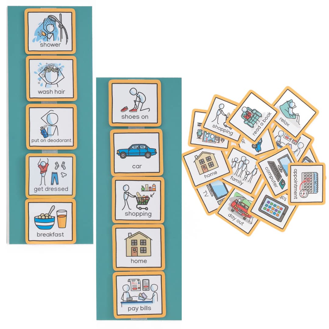 Visual Timetable for Adults Visual Schedule communication cards for stroke victims, dementia, learning difficulties (Green)