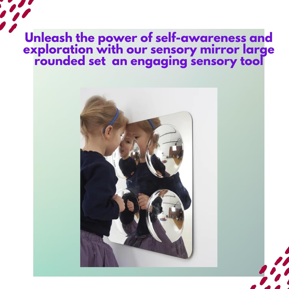 Playlearn Set of 4 Sensory Convex Bubble Mirror for Wall-51x51cm Sensory Room Equipment Domed Acrylic