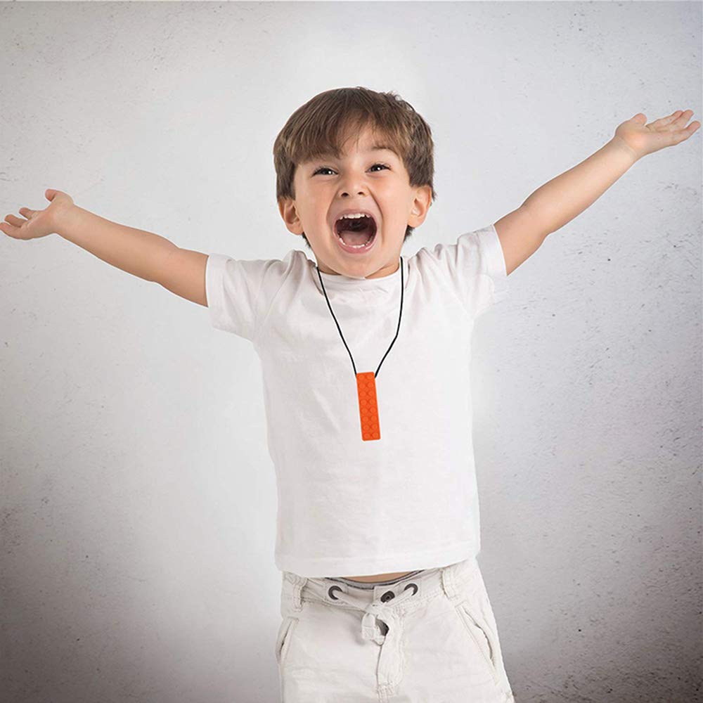 Chew Necklaces for Sensory Kids 5 Pcs Chewing Pendant Sensory Chewy Toys for Autism Girls and Boys, ADHD Toddler, Adult