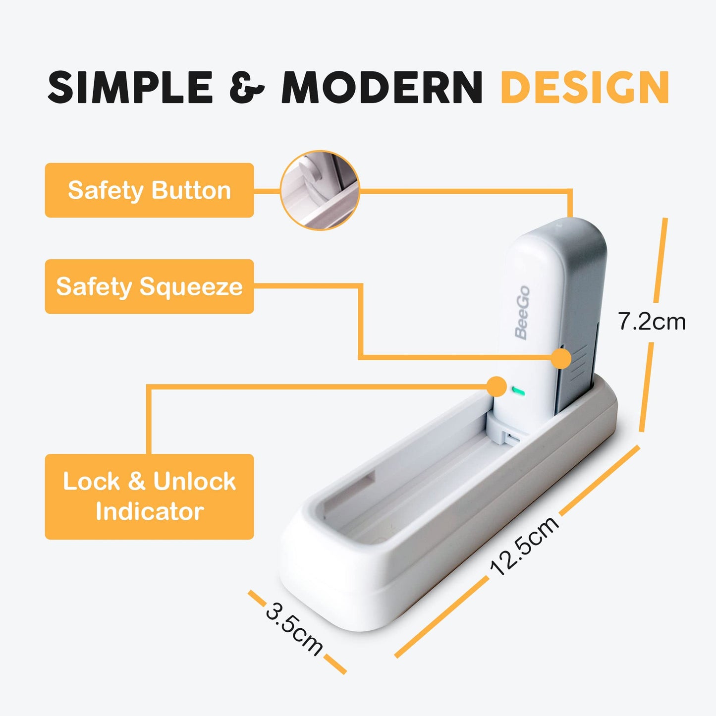 BeeGo Door Lever Locks (2 Pack) – Stick On Door Lock Without Drilling | Door Security with 3M VHB Adhesive for Home, Bedroom, Kitchen & Hotel Travel Safety