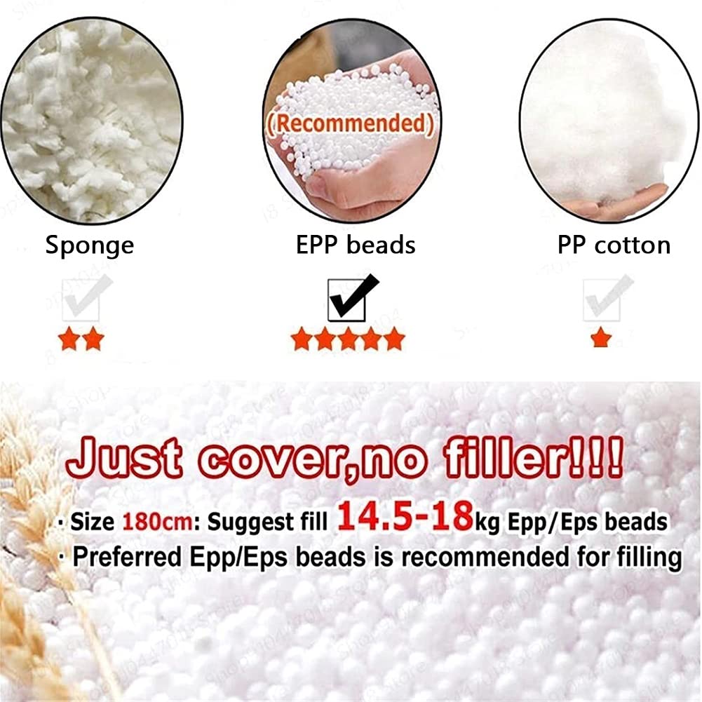 RTYHN Faux Fur Bean Bag,Adults Luxurious Giant 5/6/7ft Huge Bean Bag Chair,Ultra Soft Bean Bag Chair(No Filler)