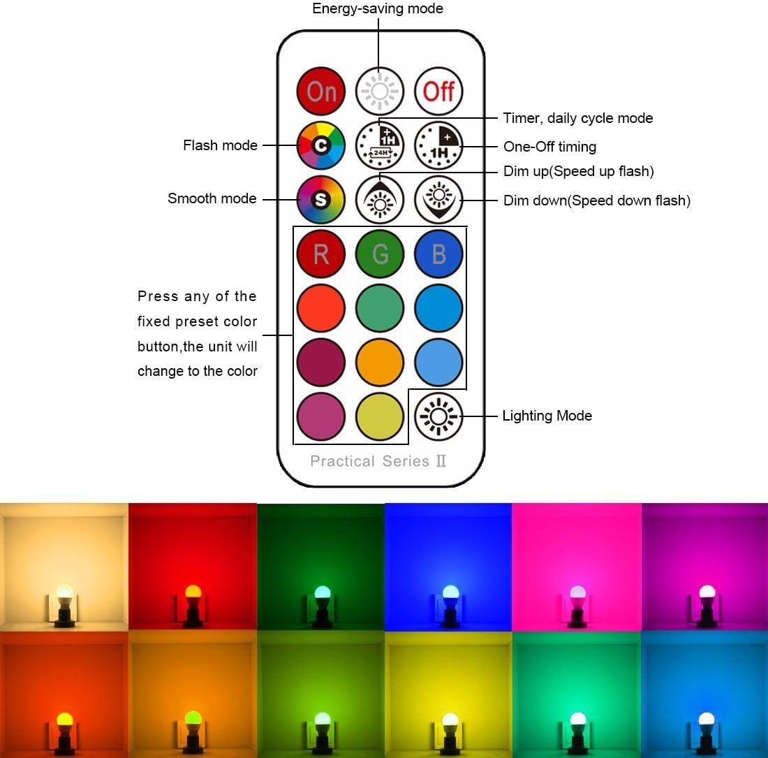 iLC Colour Changing Light Bulb E27 Edison Screw A19, 70 Watt Equivalent, Cool White 5700K