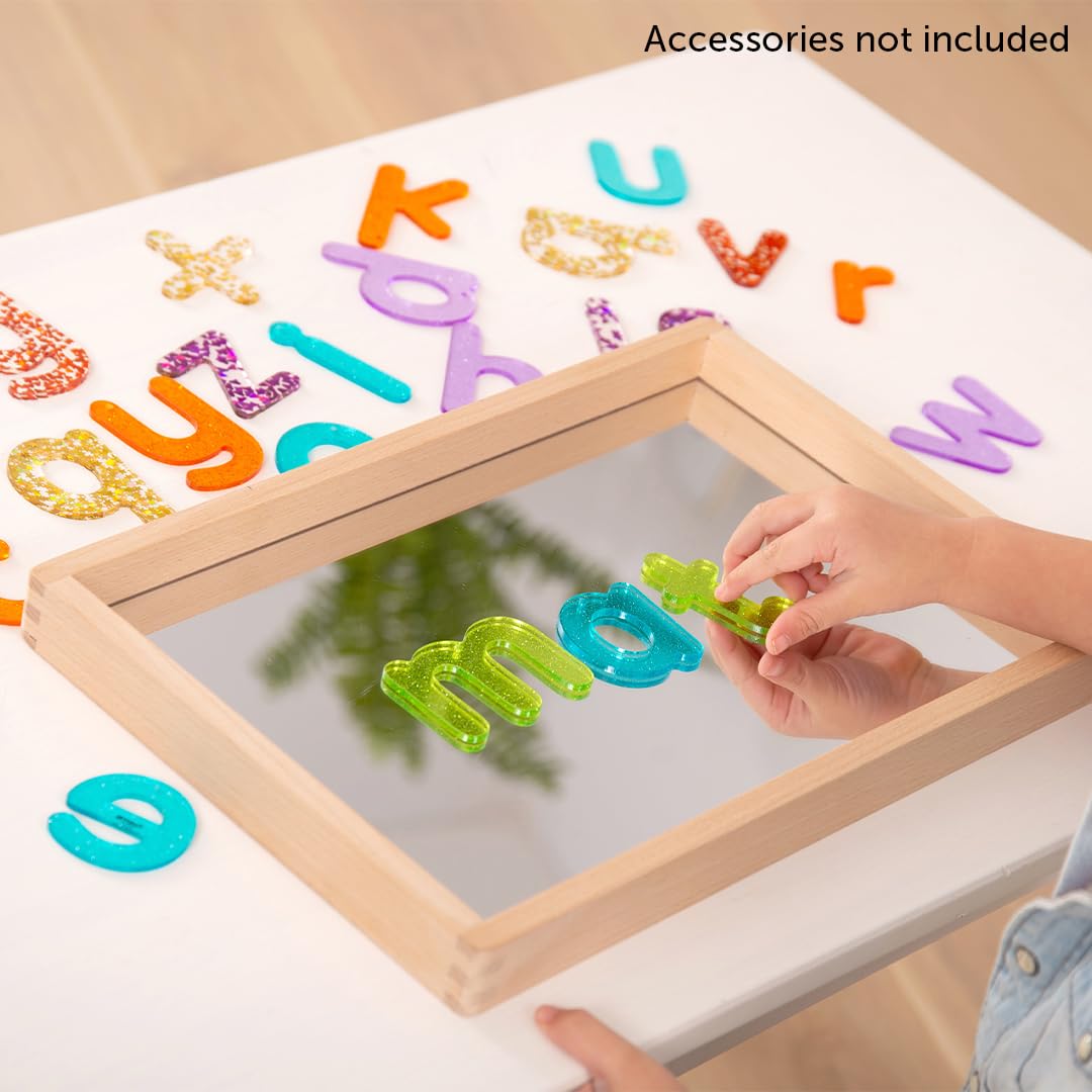 tickit Small Wooden Mirror Tray – Child-Sized Reflective Tray for Sensory Play, Imaginative Learning, and Speech Development, Durable Wooden Frame