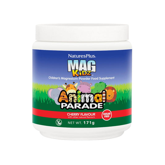 NaturesPlus Animal Parade MagKidz Children’s Magnesium Supplement - Natural Cherry Flavour, Teeth, Bones and Muscle Support for Children's Health - Gluten Free, Vegan - 171 g Powder