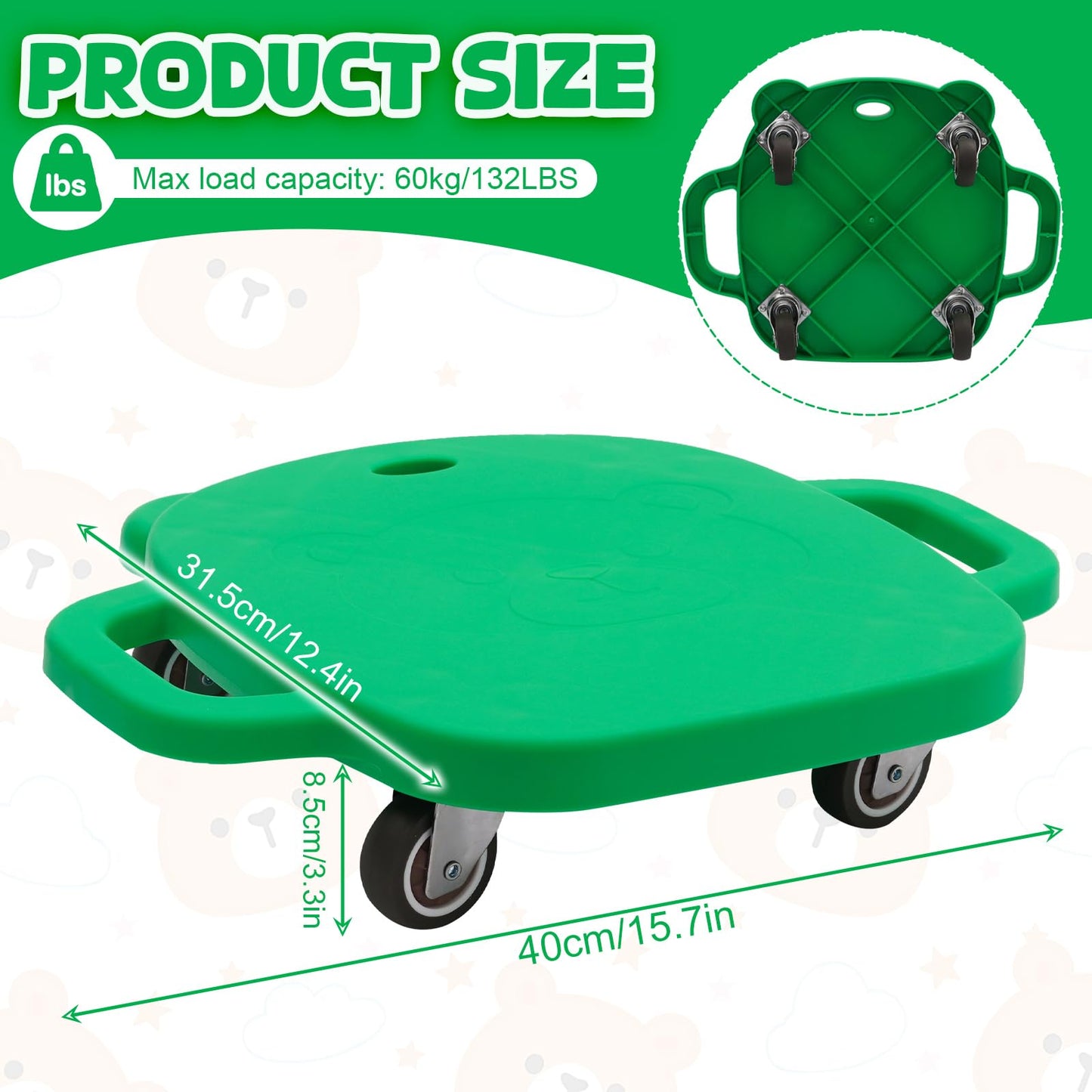 Kids Sitting Scooter Board with Handle, Sensory Scooter for Gym Play,for 3+