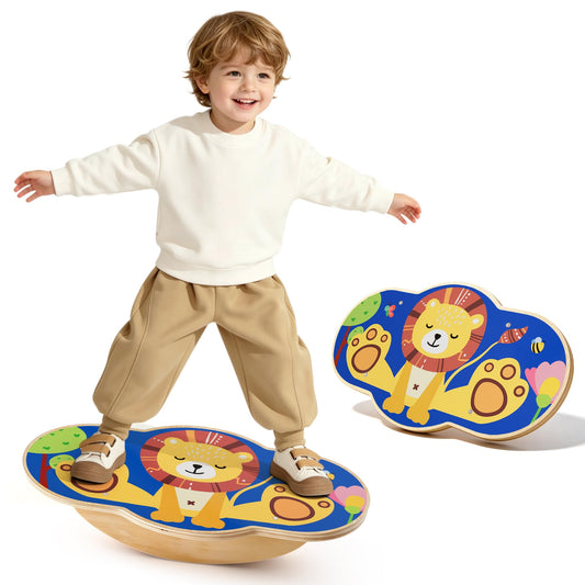 Kids Wooden Wobble Balance Board,Rocker Balance Toy for 3+,Indoor/Outdoor